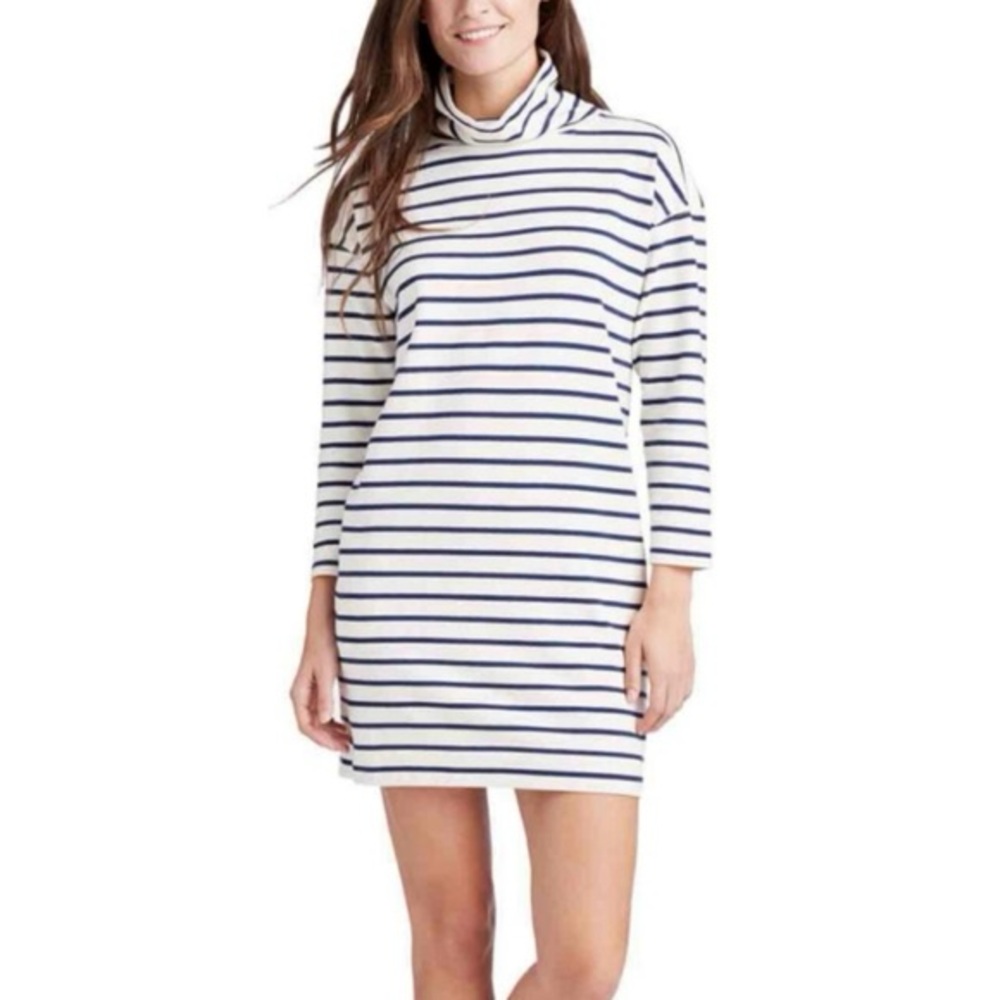 Vineyard Vines Striped Funnel Neck Blue White Dress S